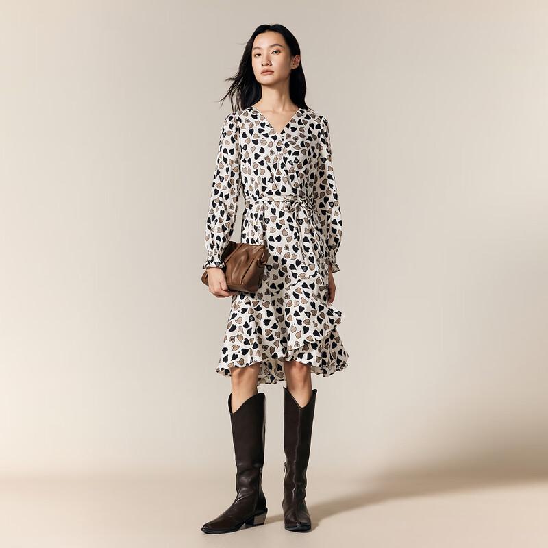 

Women s V-neck Floral Long Sleeve Midi Dress 2XL