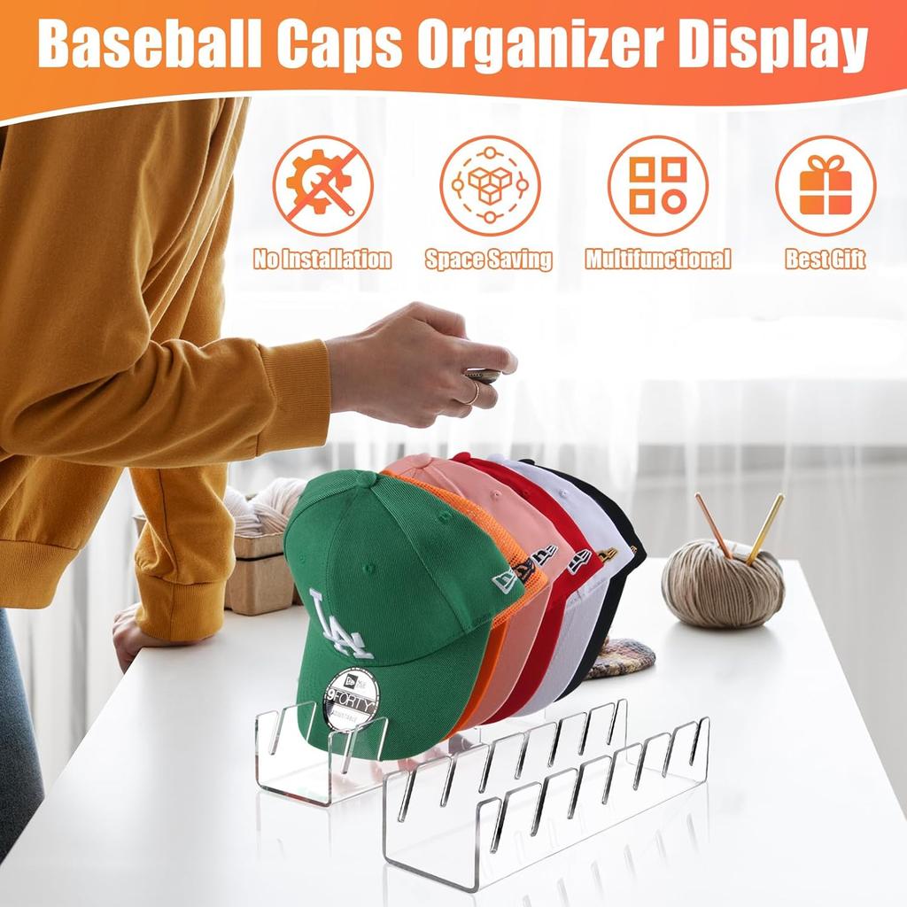 Hat Stand for Baseball Caps No Install Acrylic Hat Organizer for Baseball Caps Storage Organizer Hat Racks Hat Holder Display and Organization