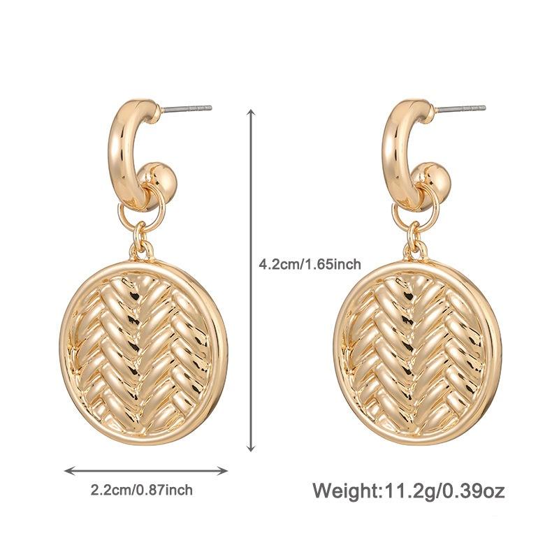 Pinkdudu Simple Metal Gold Round Drop Earrings Geometric Stud Earrings Jewelry Gift PD1995