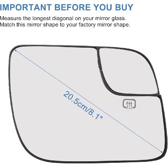 Motoforti Right Passenger Side Heated Mirror Glass Replacement for Ford Explorer 2011 2012 2013 2014 2015 2016 2017 Rear View Mirrors with Backing