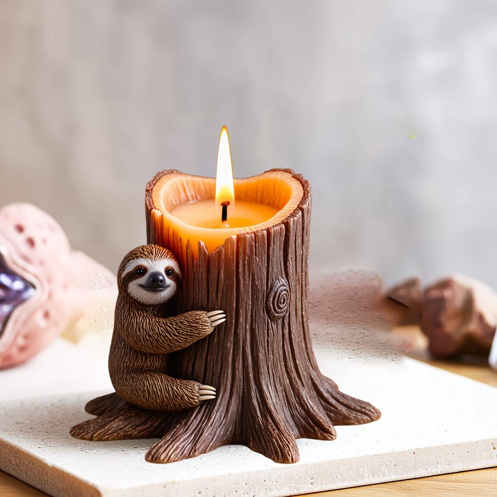 DIY lenochod lezoucí po stromě svíčka silikonová forma pařez lenochod pryskyřičná forma vánoční dárek lenochod vánoční dekorace řemeslné formy