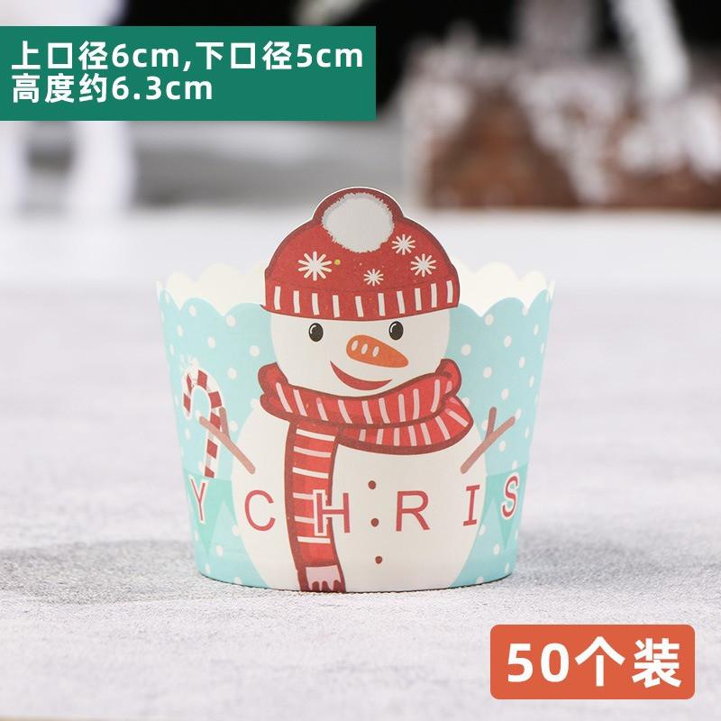 50 Stück Weihnachten Cupcake Backwerkzeug Tassenblech Cartoon Rentier Schneemann Muffin Kuchen Papierförmchen Weihnachten Party Dekoration