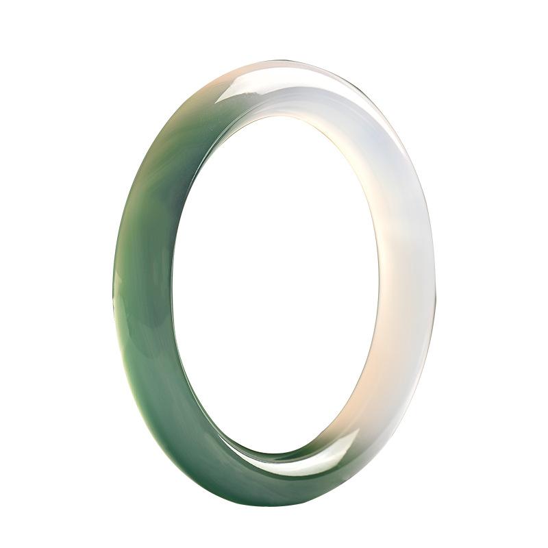 Bracelet Agate Dégradé Bleu Huile Naturelle Charme Tendance Jonc Émeraude Bracelet Jade Cadeau pour Femme