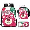 Strawberry Bear School Bag High Definition Printing Multi-Function Oxford Lightweight Backpack
