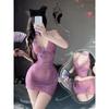 For Women Sexy Ancient Style Butterfly Love Flower Perspective Cheongsam Buttocks Tied Off Shoulder Wrap Buttocks  Dress R9L0