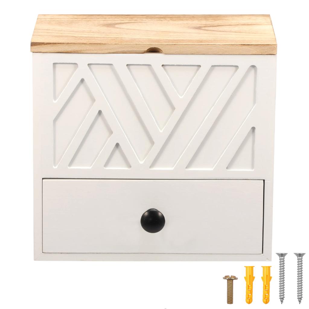 Holz-Tamponhalter mit Deckel und Schublade Badezimmer-Tampon-Aufbewahrungsbox Große Kapazität Staubdicht Organizer für Damenhygieneprodukte