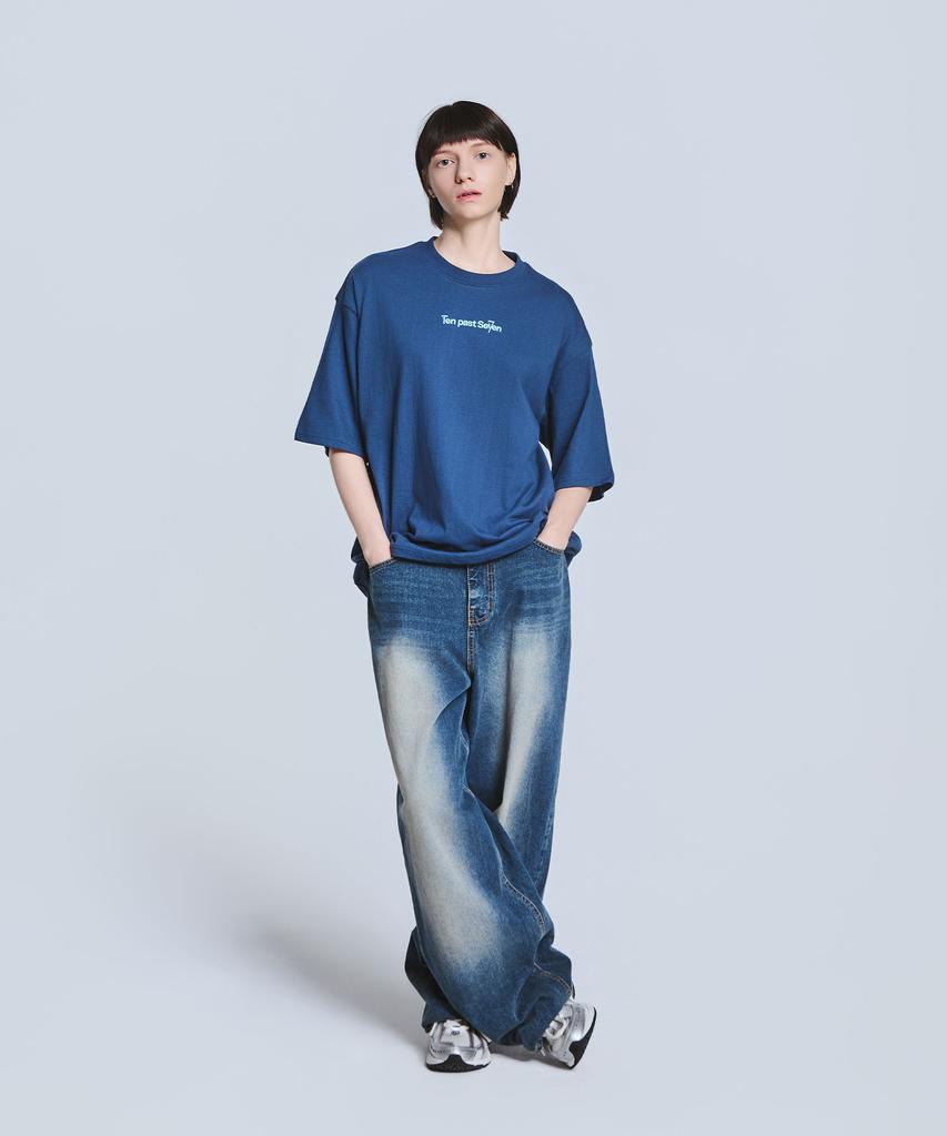 TEN PAST SEVEN Basic Logo Short Sleeve T-Shirt - Blue
