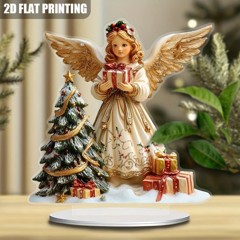 Christmas Angel Girl Acrylic Sign: Inspirational Desktop Ornament & Home Decor Gift