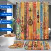 Bohemian Shower Curtain Set with Non-slip Mat, Toilet Lid Cover, Bathroom Mat, and 12 Hooks