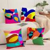 Abstract Curve Colors Cushion Cover Breathable Linen Pillow Cover SkinFriendly Home Decor Pillowcase with Hidden Zipper