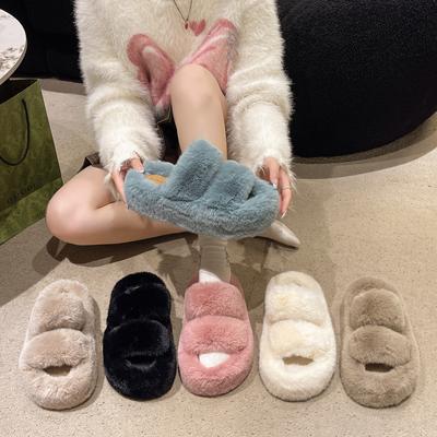 2024 Women Thicken Plush Fur Slipper Winter Slip On Platform Loafers Mules Woman Thick Bottom Cotton Slipper Indoor Ladies Flip Flops