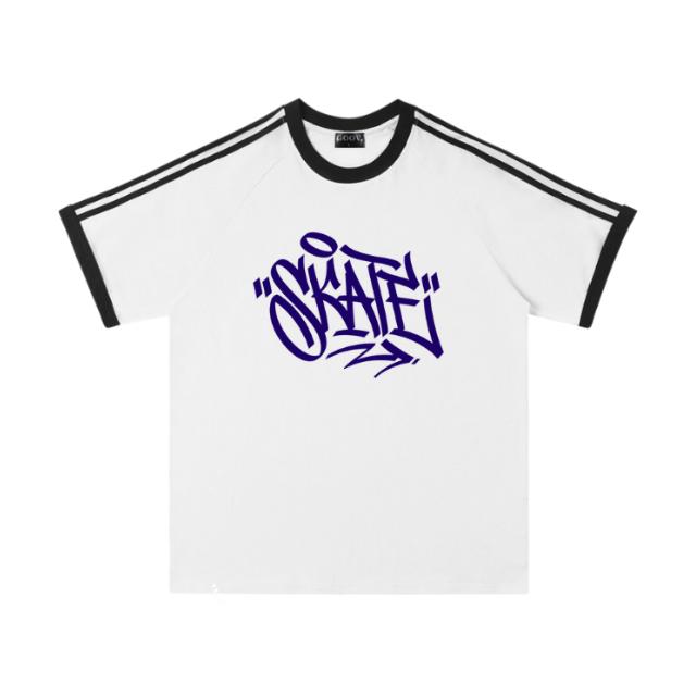 GROOVESTEP Three-Stripe Skate Round Short Sleeve T-Shirt S0229