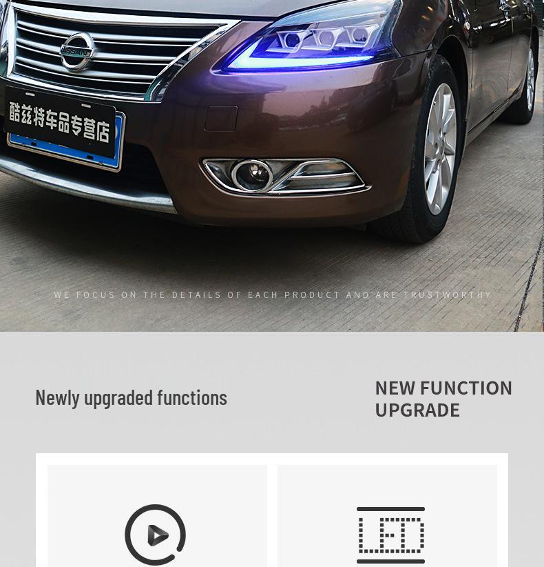 LED Headlight Assembly for 12-14 Sylphy: Daytime Running, Flowing Turn Signals