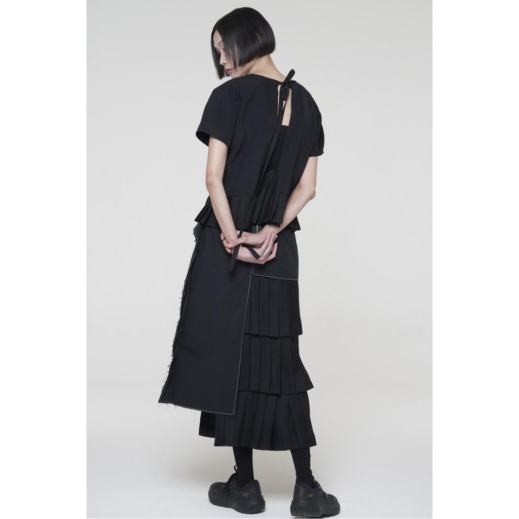 RECODE Unbalanced Pleated Skirt_Rqkam24532Bkx