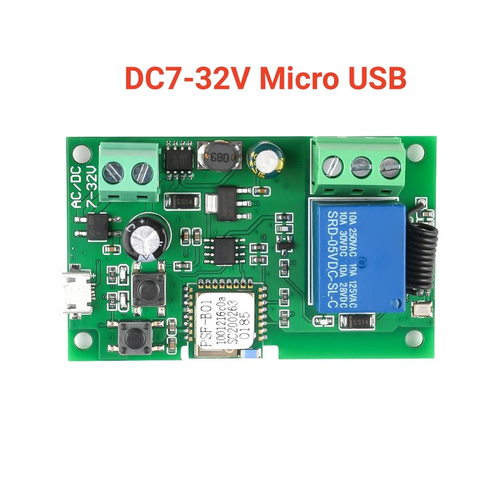 

WiFi Wireless Smart Switch Relay Module for Smart Home Self-lock 5V/DC7-32V AC220V Wireless Remote Control for Ewelink App DC7-32V A