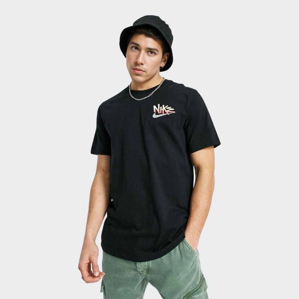 Nike Sportswear Abstract Letter Pattern Crew Neck Short Sleeve T-Shirt Men Tops Black DQ1408-010