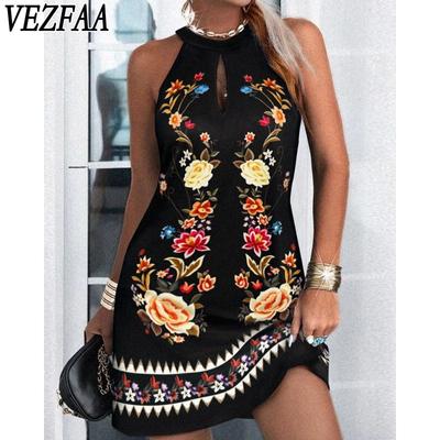 Women's Fashion Summer Spring Sleeveless Hanging Neck Casual Dresses