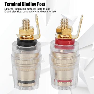 10Pcs M4*33mm Speaker Terminal Binding Post Copper-gold Plated Black and Red Banana Jack Connector
