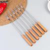 6 Piece Fondue Fork Grilling Set Muddler Reusable Fruit Forks Bbq Fork Dipping Wood + Stainless Steel For Cocktails Set