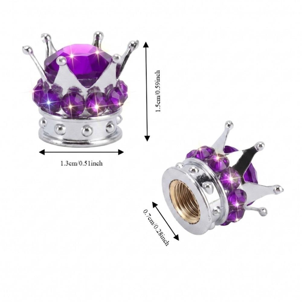 4PCS Chrome Crown Vehicle Car Tire Caps Covers Crown Diamond Valve Stem Covers  Auto Detailing