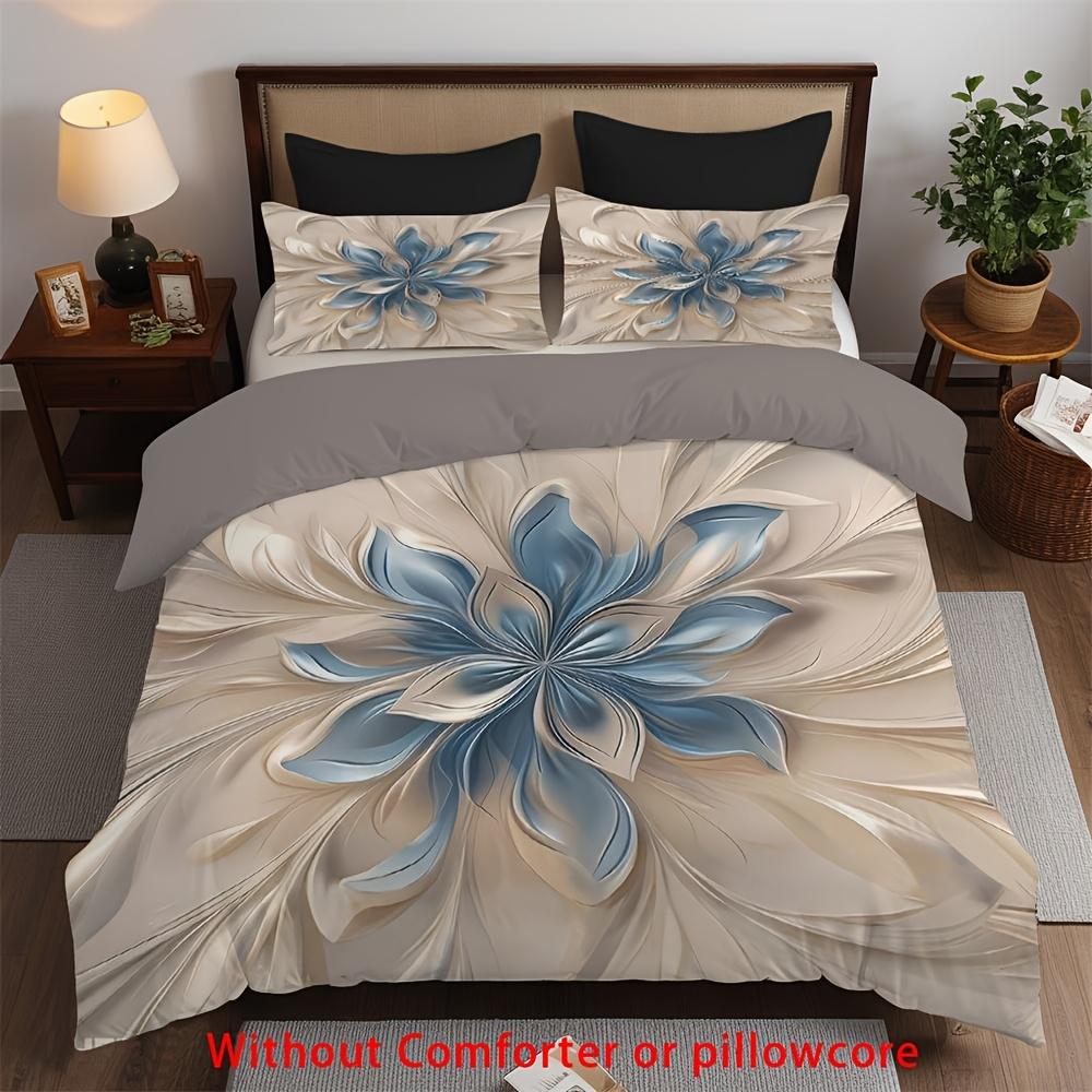 2/3pcs Abstract Art Flowers Duvet Cover Set (1 Duvet Cover + 1/2 Pillowcase, Without Core), Luxury And Elegant Art Flowers