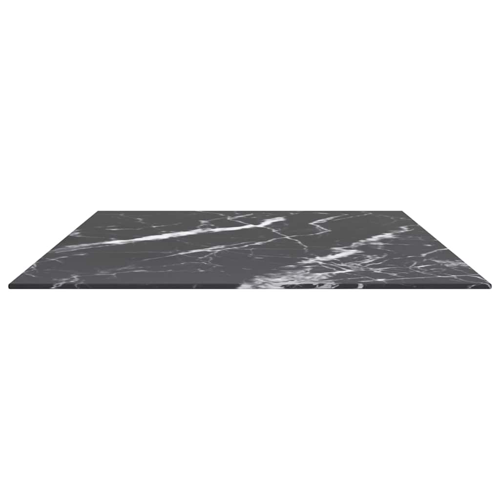 Schwarze Tischplatte 100 x 62 cm 8 mm Gehärtetes Glas mit Marmoreffekt