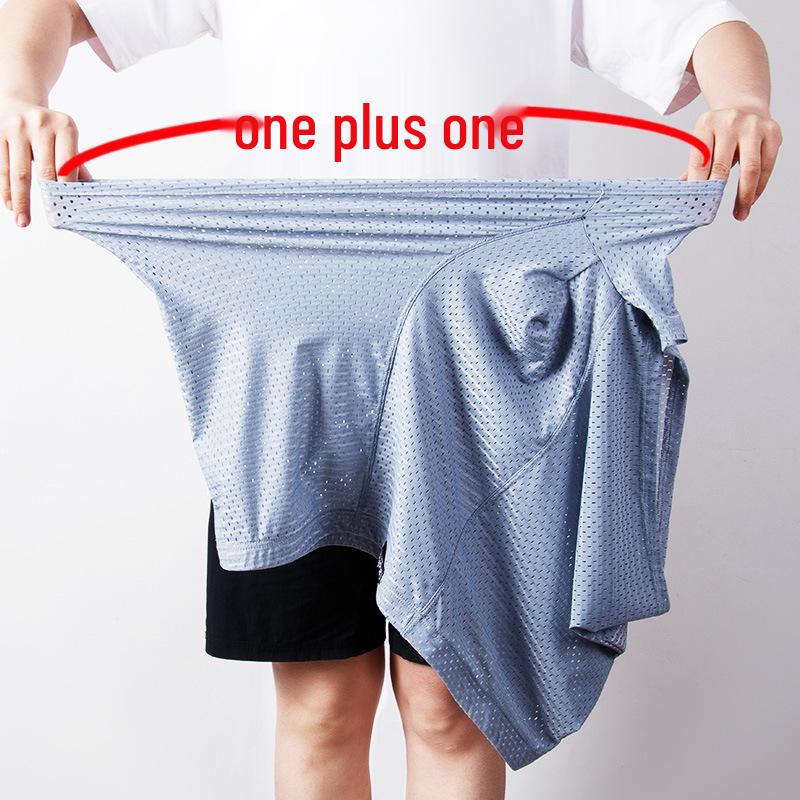 Men's Plus Size Breathable Mesh Ice Silk Boxer Briefs for Summer