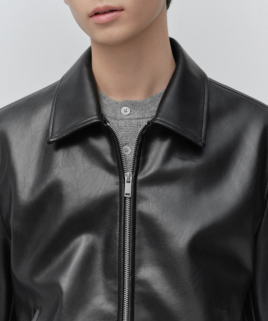 MUSINSA STANDARD Synthetic Leather Single Jacket [Black]