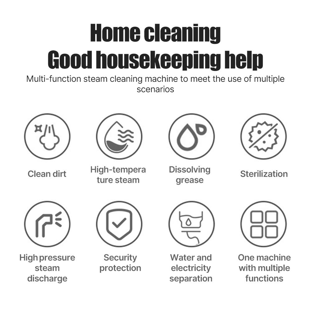Pressurized Handheld Multi-surface Steam Cleaner with 3 Brushes and Extended Rod for Home Portable