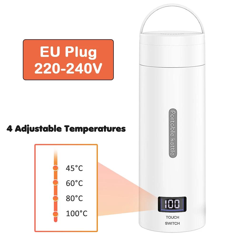Portable Electric Kettle For Travel Stainless Steel Mini Kettle Electric Water Bottle Thermal Cup For Tea Coffee Boil Hot Water