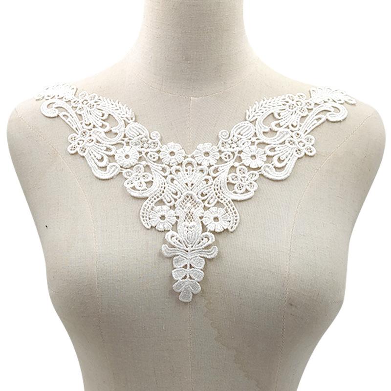 Water soluble lace corsage polyester silk embroidery fake collar DIY lace accessories three-dimensional hollow embroidery collar