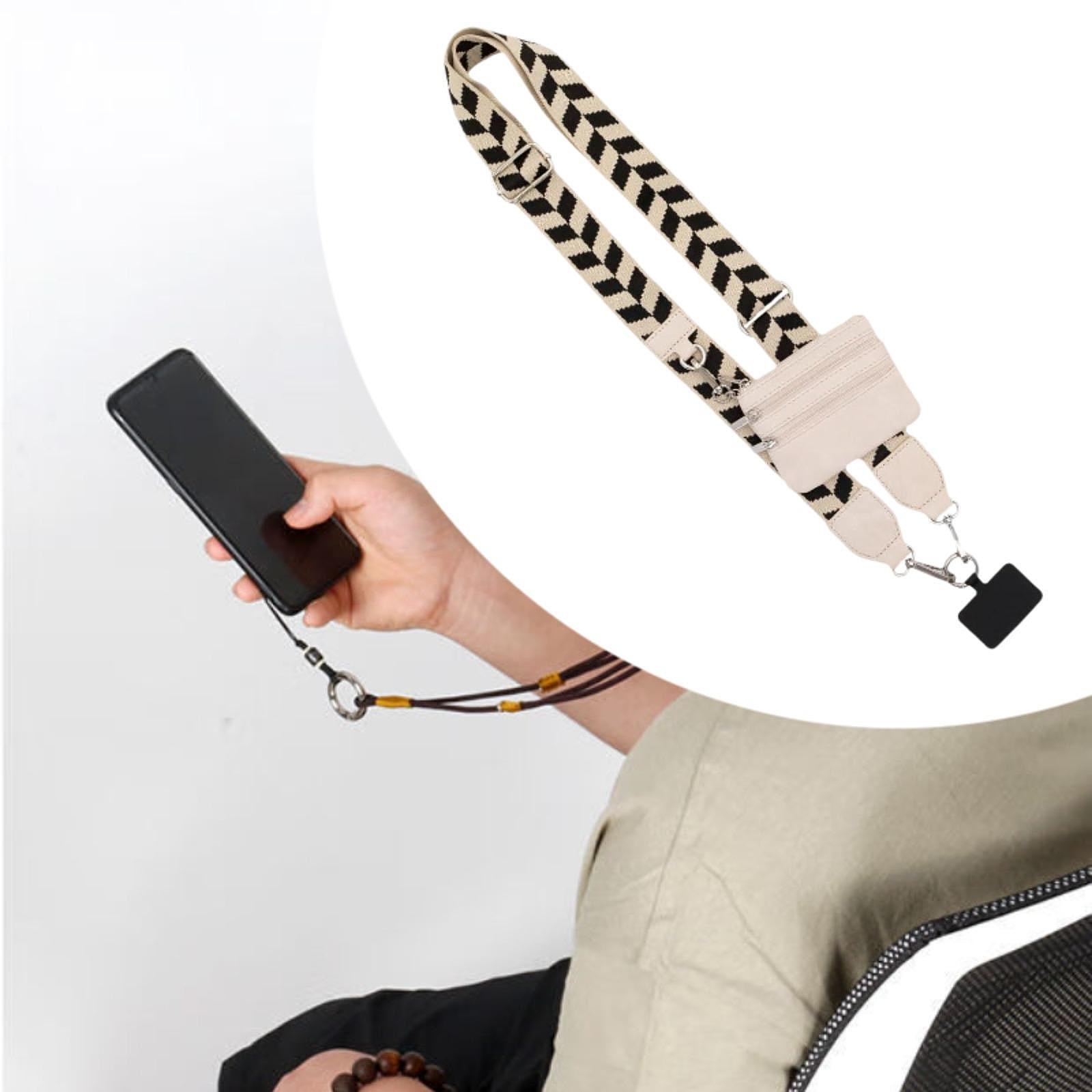 

Телефонный шнурок регулируемый шейный ремешок для пеших прогулок на велосипеде для женщин Black White