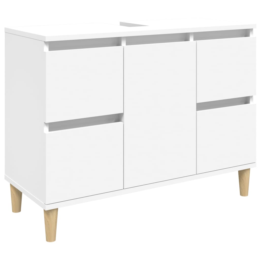White Bathroom Vanity Cabinet 80 X 33 X 60 Cm Particleboard