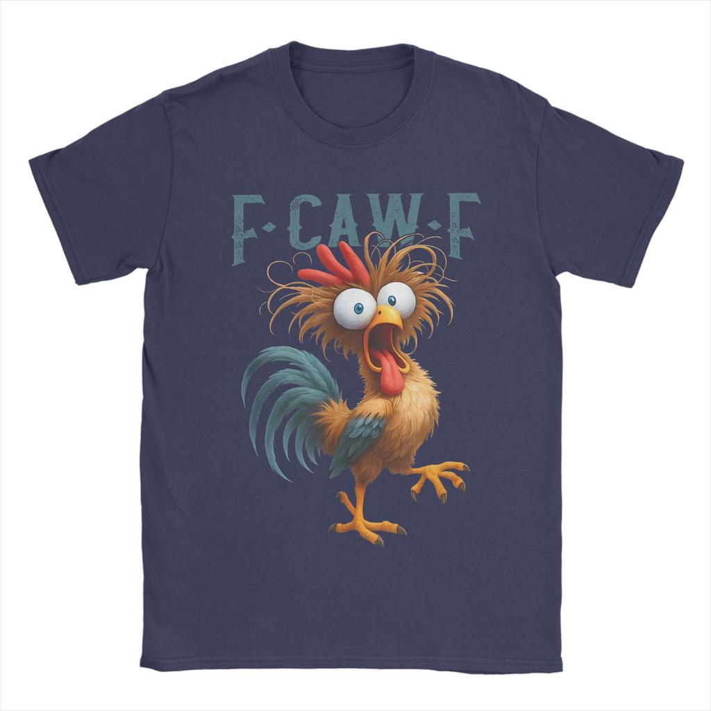 F-Caw-F Funny Chicken Humor Men's T Shirt Quote Rooster Meme Awesome Tee Shirt Short Sleeve Crewneck T-Shirts Cotton Adult Tops