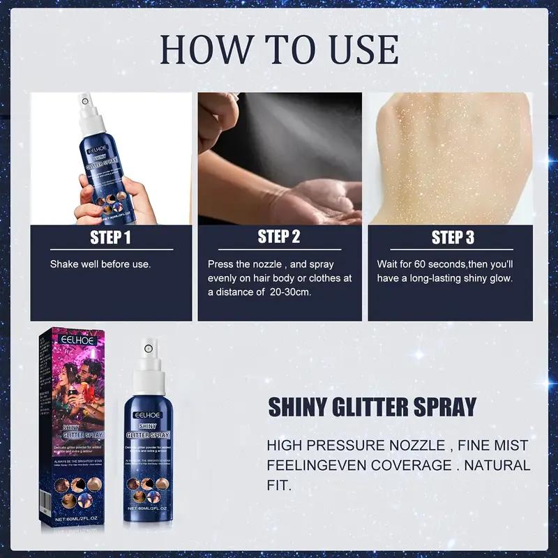 1 KS Diamantový tekutý třpytivý pudr ve spreji, Rozjasňovač na tělo, Make-up rozjasňovač na obličej, Lesk, třpyt, záře, Make-up na obličej, tělo, vlasy, pro každodenní nošení, na párty