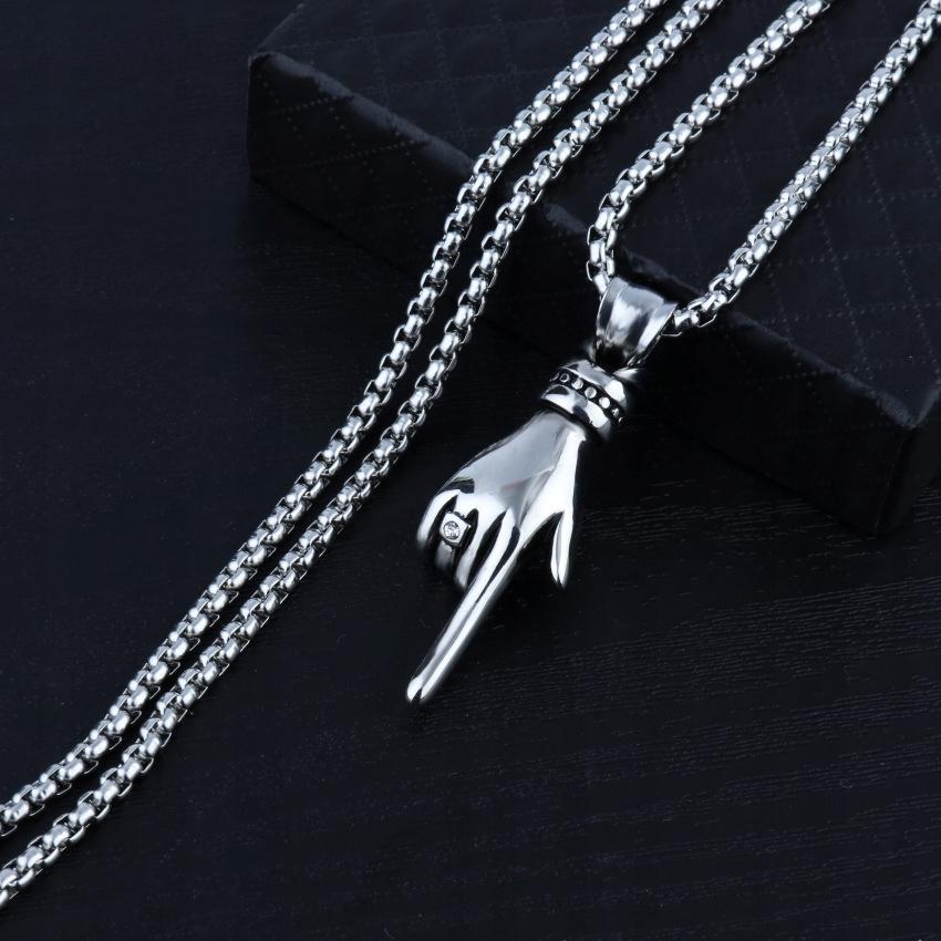 Halskette Silber Stahl Kette Hand Finger 374