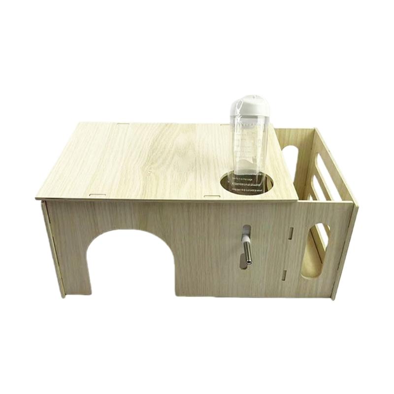 Natural Wooden Small Animal Hideouts With Feeders Water Feeders For Rabbits Guinea Pigs Chinchillas Shelter Place