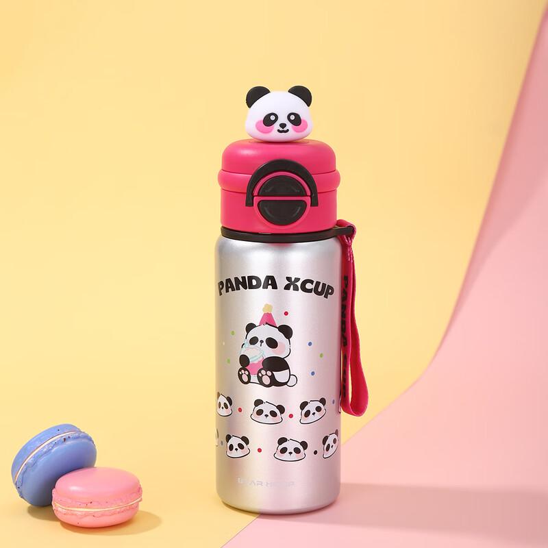 MRSIKEY Cartoon Panda Kids 316 Stainless Steel Straw Water Bottle