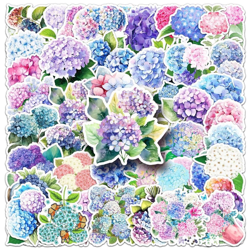 50 Hortensien Graffiti Aufkleber Personalisierte Kleine Frische Blumen und Pflanzen Dekoration Handy Computer Wasserbecher Aufkleber