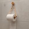 No-Drill TP Holder - Rustic Wood & Jute Cord, Easy Wall Install. Fits Standard Rolls. Natural Bathroom Decor.
