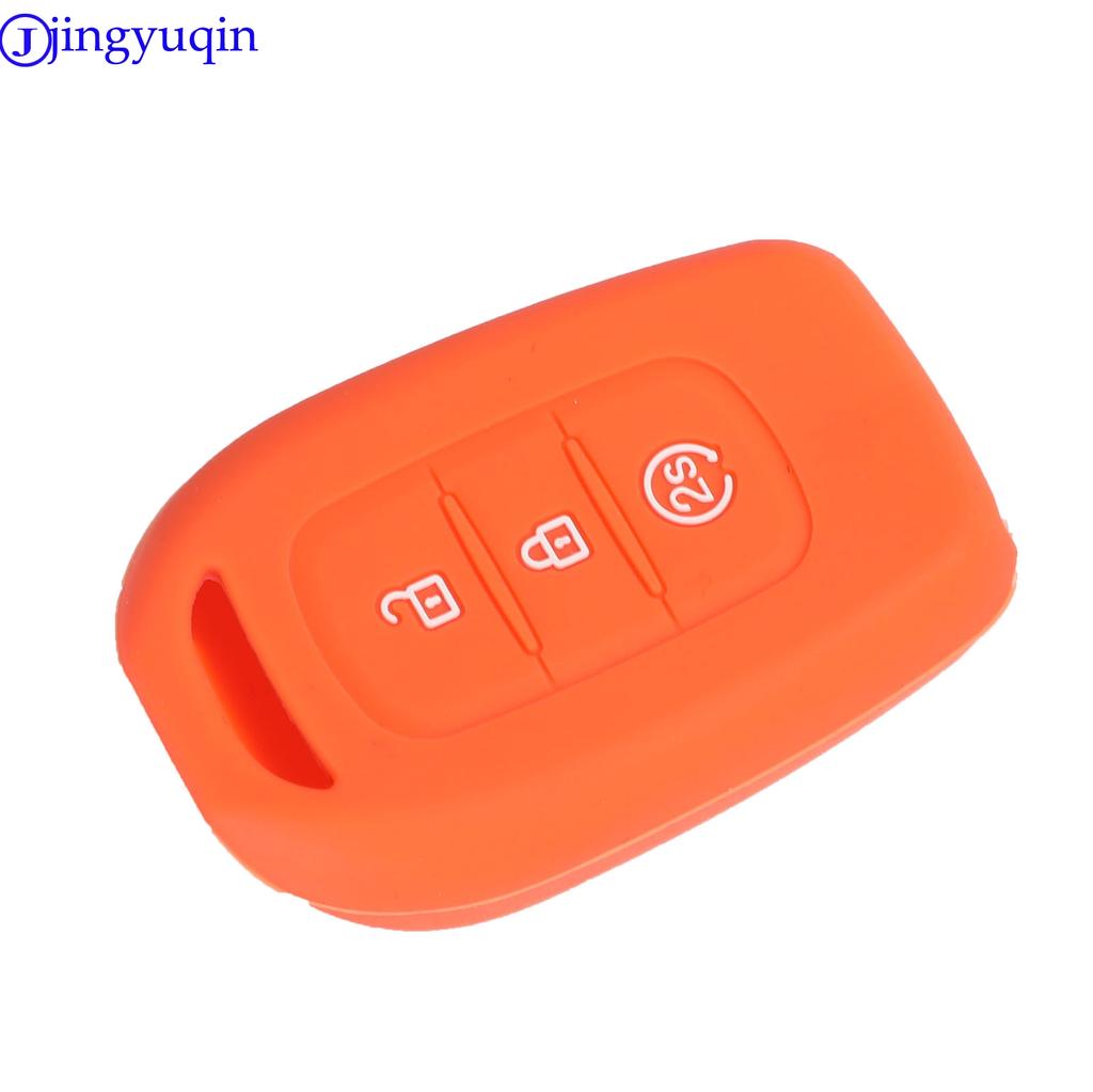 Jingyuqin 3 Buttons Silicone Remote Key Fob Case Cover For Renault Duster Sandero Logan Clio Captur Laguna Scen 2015 2016 2017