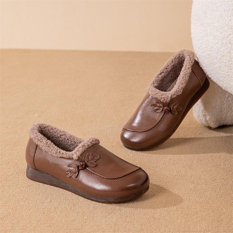 Fashion GKTINOO 2025 Shoes Women Winter Warm Wool Genuine Leather Flat Shoes Casual Loafers Slip On Women's Flats Shoes Moccasins Lady