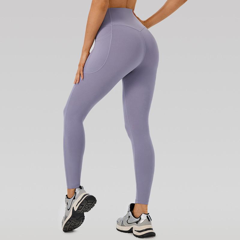 

Women s Cross-Waist Yoga Pants: Seamless, Butt-Lifting, Double Pockets, High Elasticity, Tight Fit 10 (125-140 lbs)