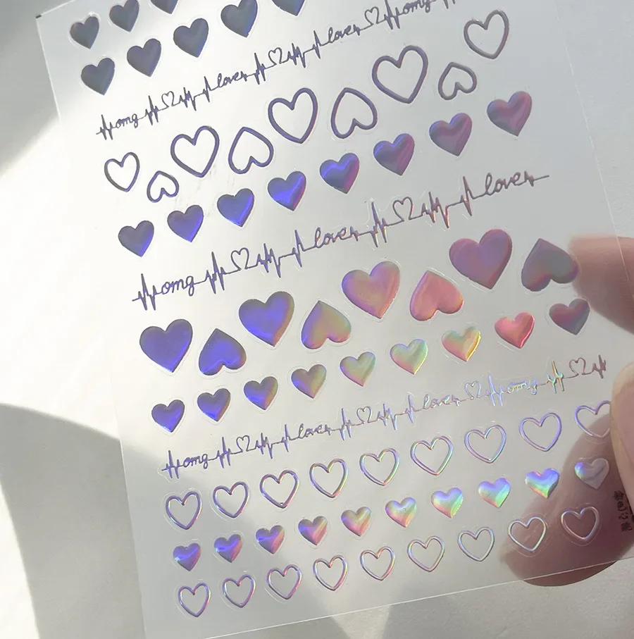 Cat's Eye 5D Gradient European Love Gem Wing Crystal Geometric Colorful Self Adhesive Nail Art Stickers Manicure Decals