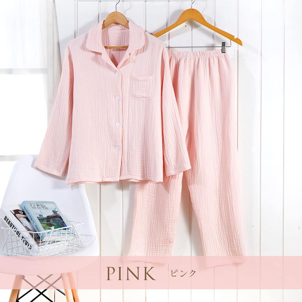 Originlife Loungewear [Originlife] Pajamas, 3-layer Gauze, Pink, 100% Cotton, Fluffy, Mom, Maternity,