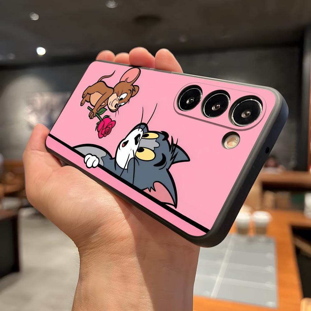 AniME-T-Tom And J-Jerry Kawaii Phone Case For Samsung A56 A36 A26 A16 A15 A25 A35 A55 A14 A34 A24 A54 Black Soft Shell