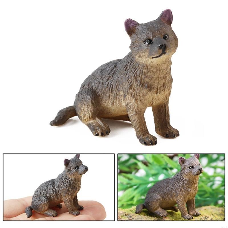 4Pcs Wolf Figurines Realistic Jungle Animal Model Figures Early Educational Toy X3UC