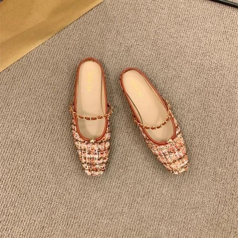 Fashion Mary Jen Shoes Square Toe Summer Women's Slippers and Ladies Sandals Sale New Style Fashion Slides 2025 Trend Comfortable Elegan