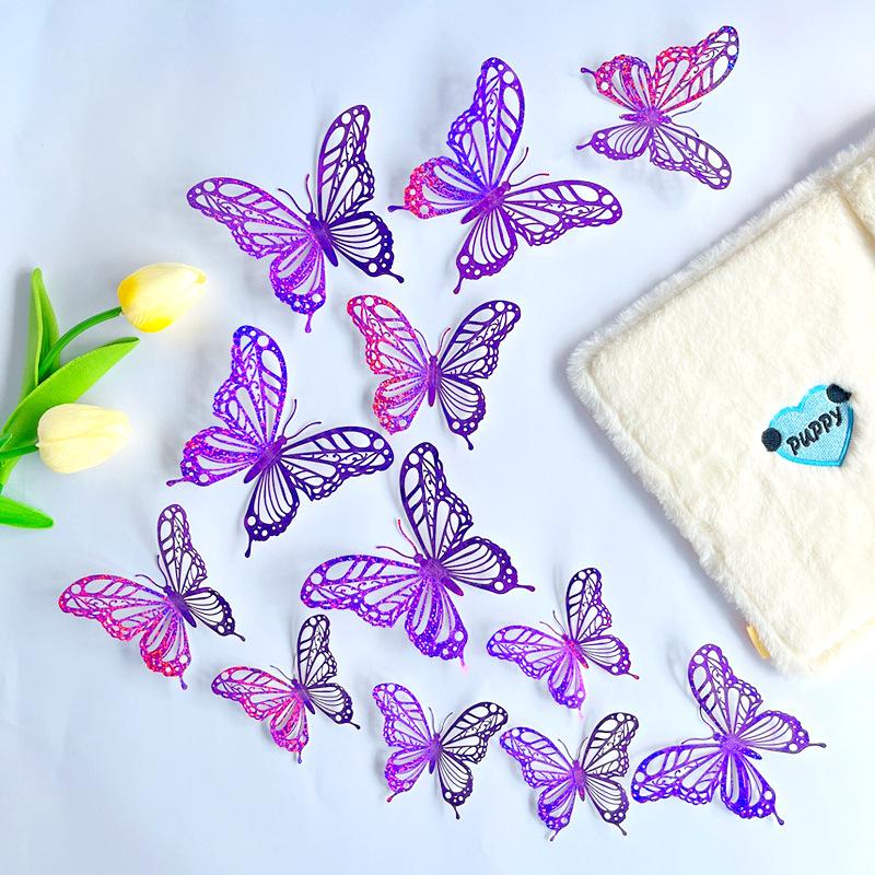 12pcs 3D Butterfly Wall Decor 3 Sizes, Butterfly Decorations for Butterfly Birthday Party Cake Room Decorations