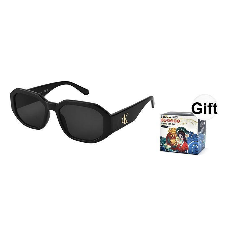 Calvin Klein Retro Narrow Frame Fashion Street Irregular Shape Sunglasses Unisex sunglasses Black CKJ22633SLB Without Gift Box,003-Black Frame with Gray Lens